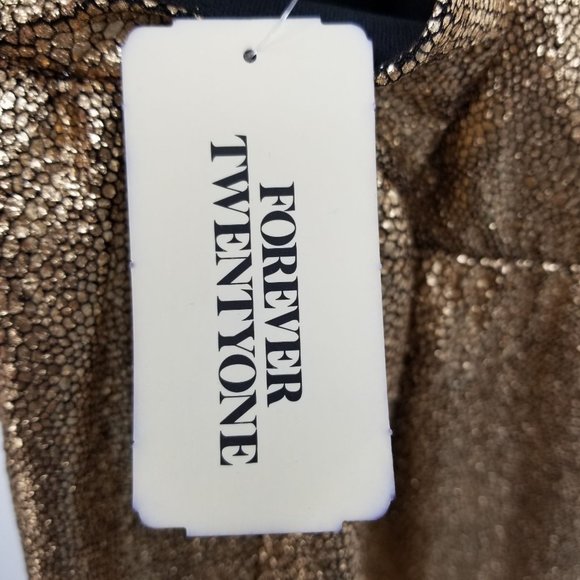 NWT Forever 21 Rose Gold Crackle Look Evening Maxi Dress Size Small - Picture 5 of 12